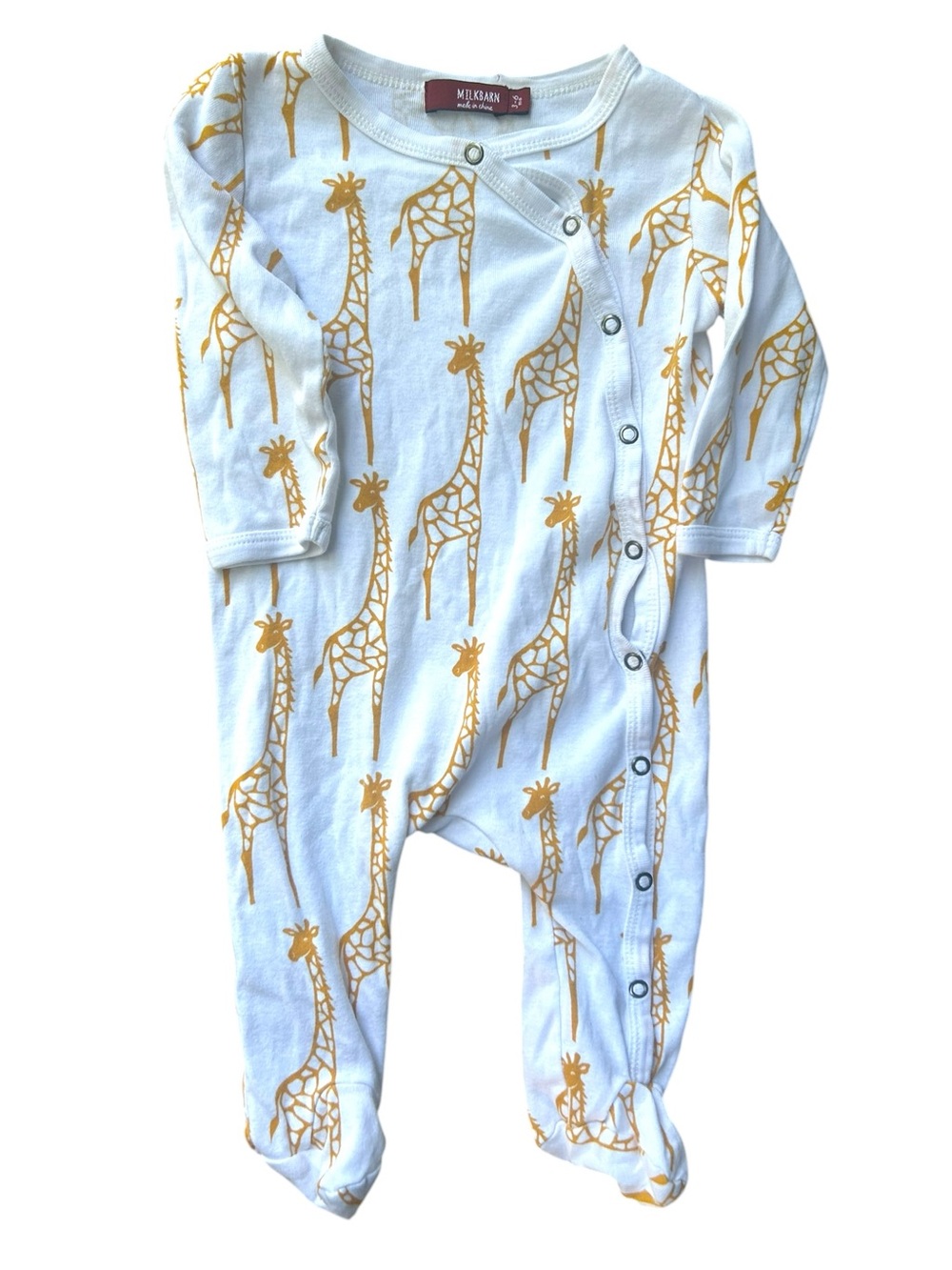 Milkbarn Giraffe Organic Footed Romper Baby Sleeper Pajamas 3-6 Months